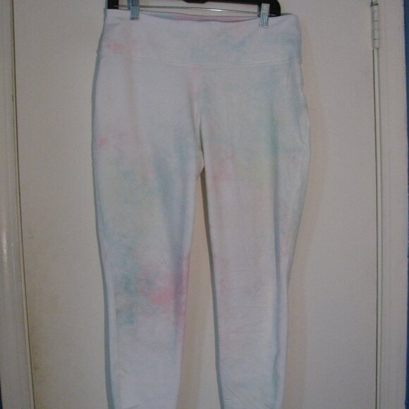 Zelos Tie Dye Leggings Large Cropped Pink Green - Picture 1 of 5